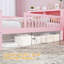 Superbe lit simple rose avec garde-corps robustes et espace de rangement pour la tête de lit-1410897310
