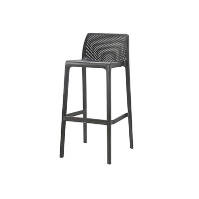 Commercial Grade Outdoor 29" Bar Stool — Set of 4, Perforated Netted Design, All-Weather Polypropylene, Stackable, No Assembly