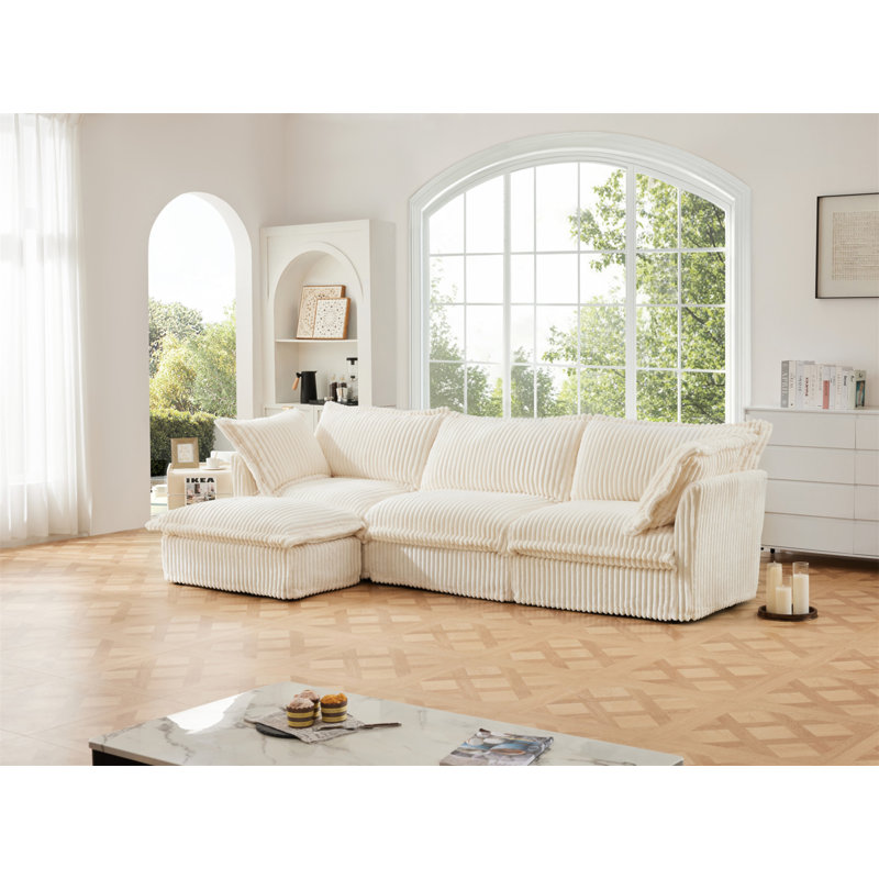 Canapé modulaire avec repose-pieds pour ensemble de salon modulaire Shetucket, H 34,5 po x l 120 po x P 55 po