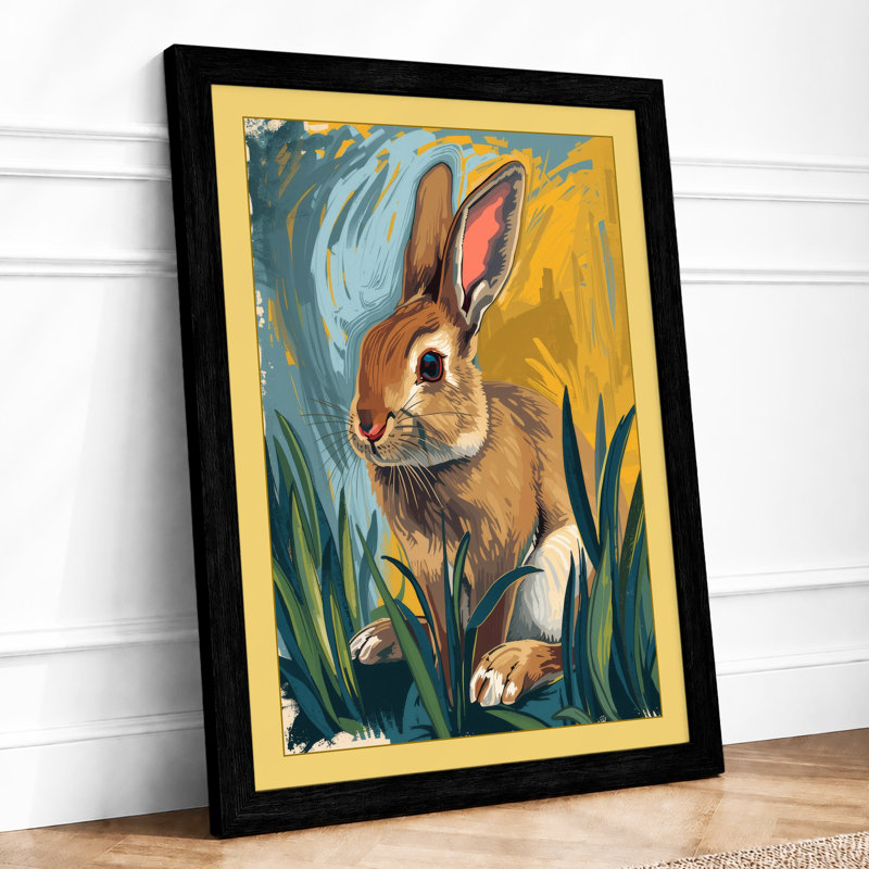 Curious Rabbit Boho - Framed Print, Black, A3 - 42.0 x 29.7 cm