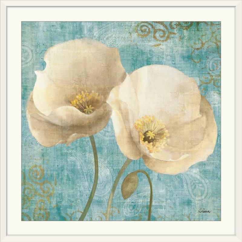 «Anjenette Poppies on Paisley», Albena Hristova, impression, H 24 po x l 24 po x P 1 po, Cadre blanc