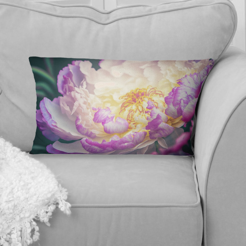 Pivoine rose et blanche au printemps I - Coussin décoratif imprimé pivoine