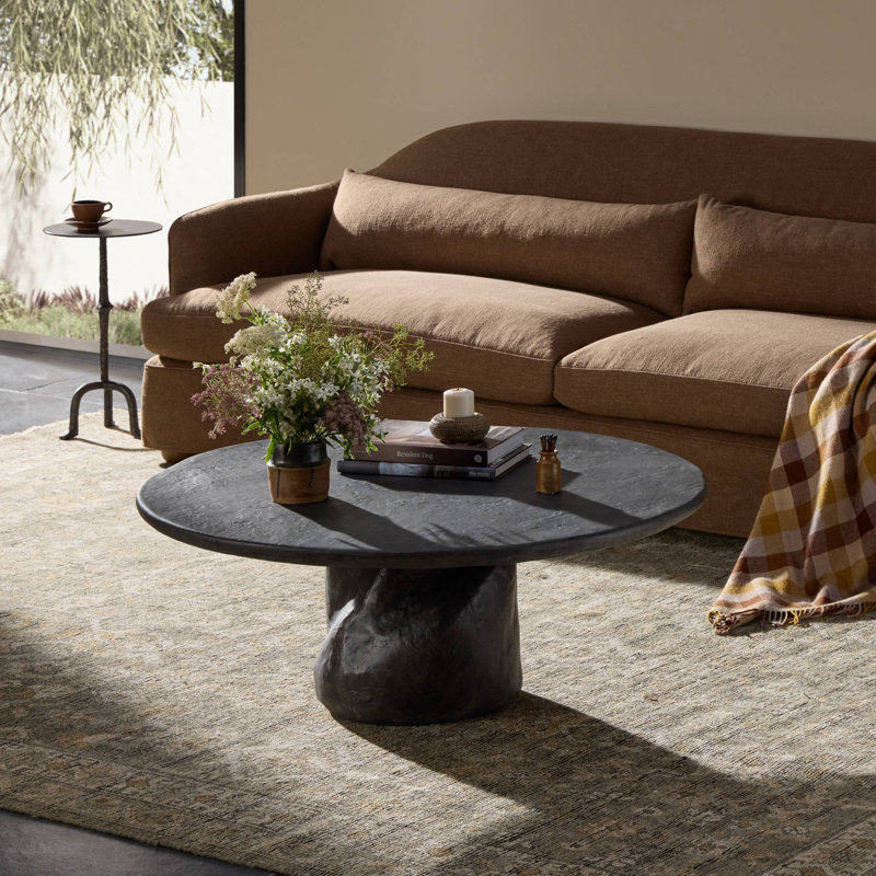 Lora Coffee Table-Textured Black Concrete