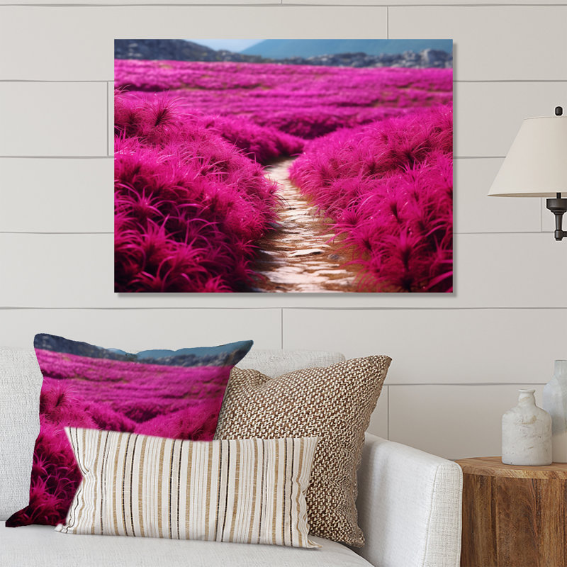 Fushia Blooming Abstraction II - Floral Print on Metal, 12" H x 20" W x 1" D