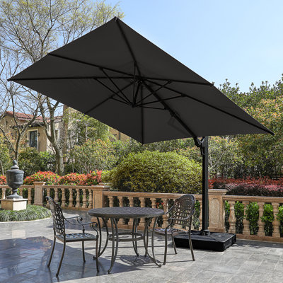 Parasol de patio en porte-à-faux 10 pi avec rotation à 360 ° et réglage de l'inclinaison, parasol carré extérieur décalé avec mât en aluminium