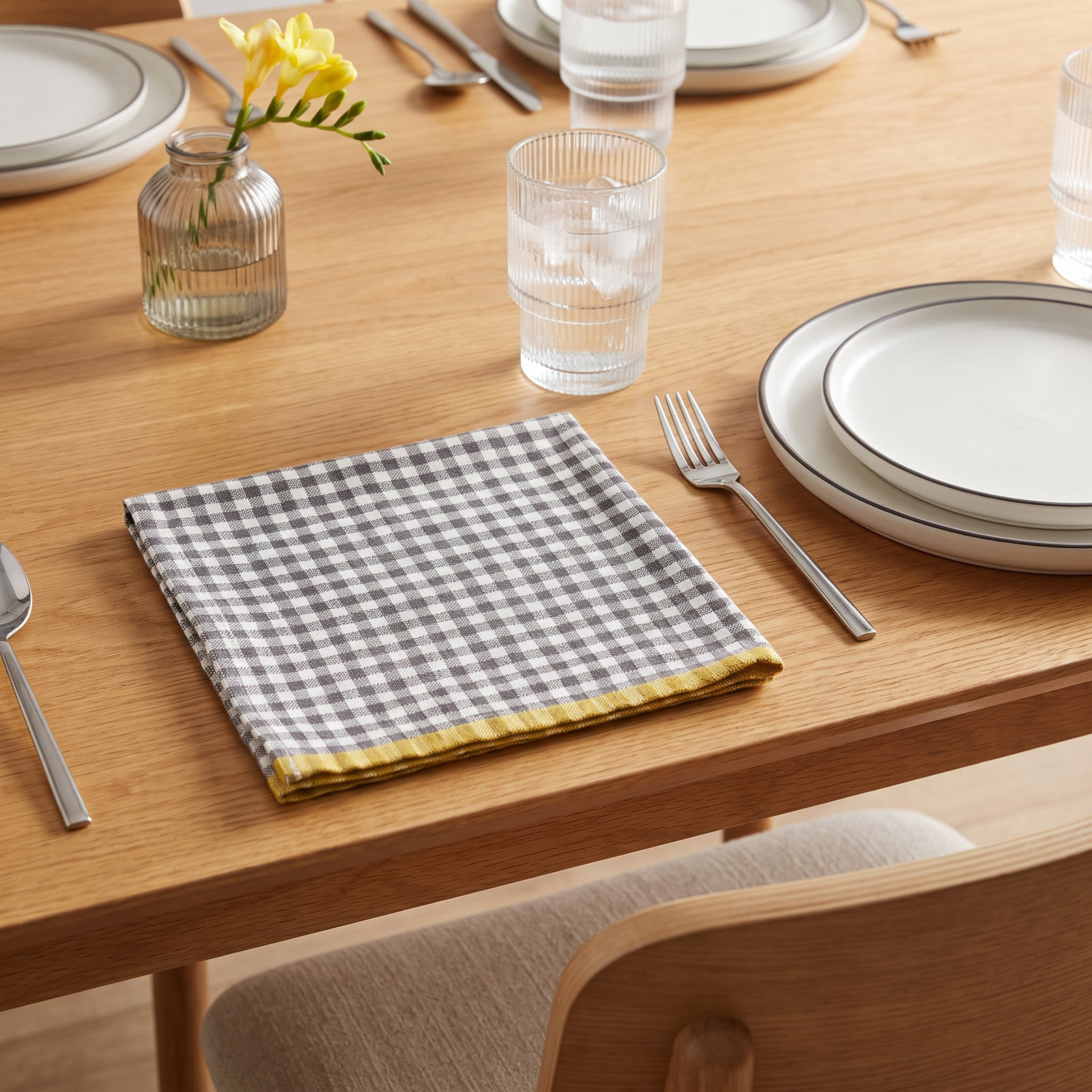Reversible Linen Napkin, Gray/Dijon