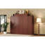 Grand lit en noyer avec 2 garde-robes de rangement intégrées et tablettes pliantes, plateforme multifonctionnelle pour chambre à coucher, étagère de rangement spacieuse, chambre d'amis pliable-2139793957-2139793959
