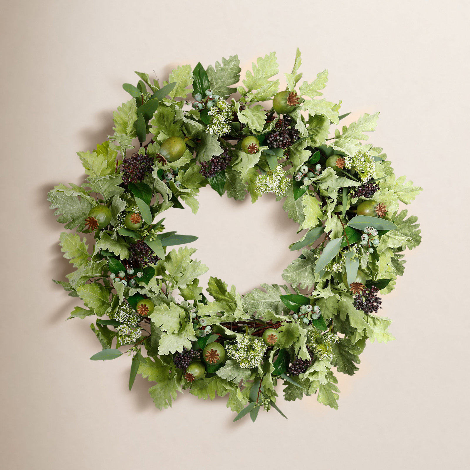 Artificial Flowers & Tree 26'' Faux Berry Polyester Wreath
