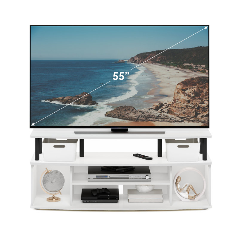 Folmer Unfinished TV Stand for TVs up to 55", Plain White/Black