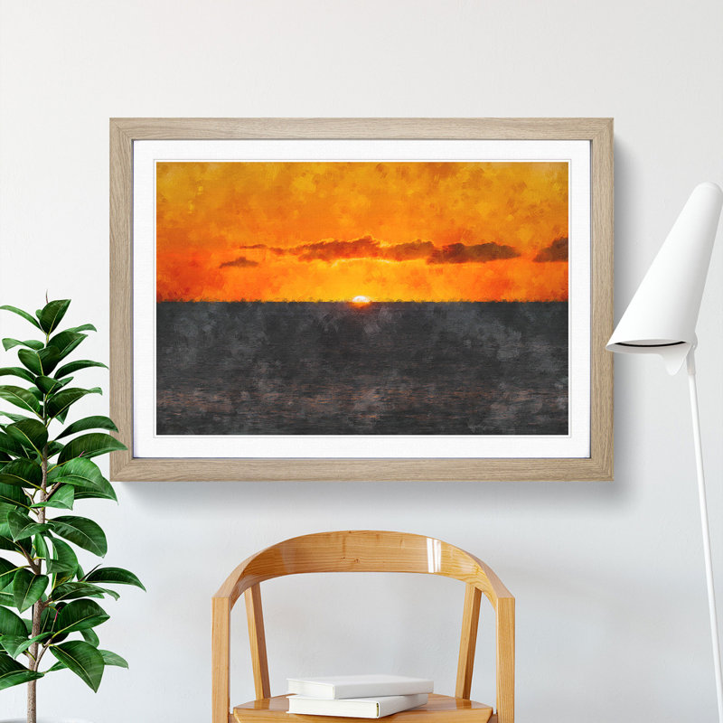 Goodbye to the Sun - Wall Art, Oak Single Picture Frame Wood, 33cm H x 45cm W x 2cm D