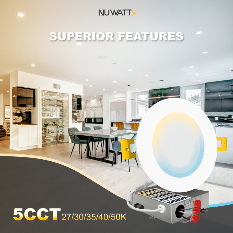 12-Pack Brushed Nickel Ultra-Thin LED Recessed Lighting Kit