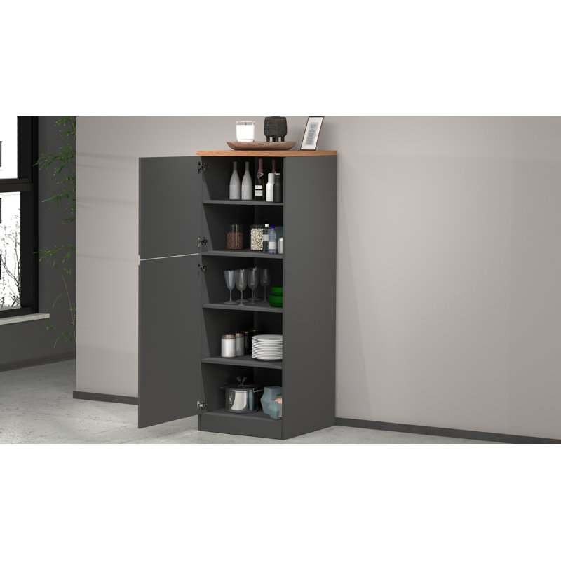 Pameal 164.5 cm H Kitchen Pantry, Oak Wood/Gray