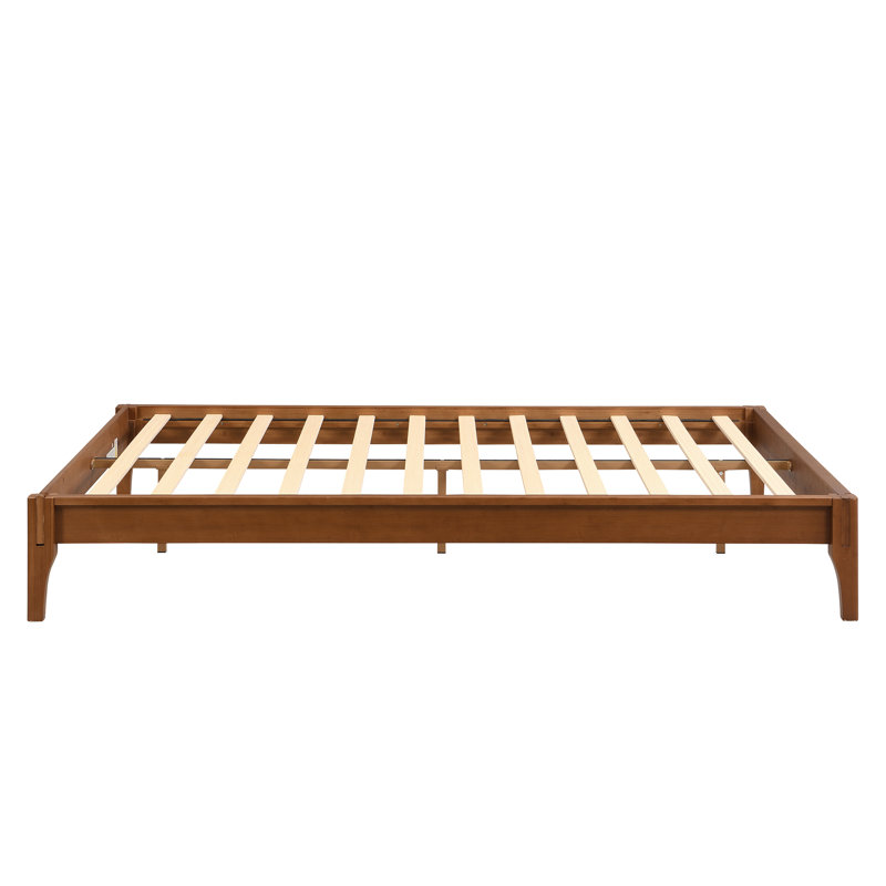 Solid Wood Platform Bed, Full, Brown
