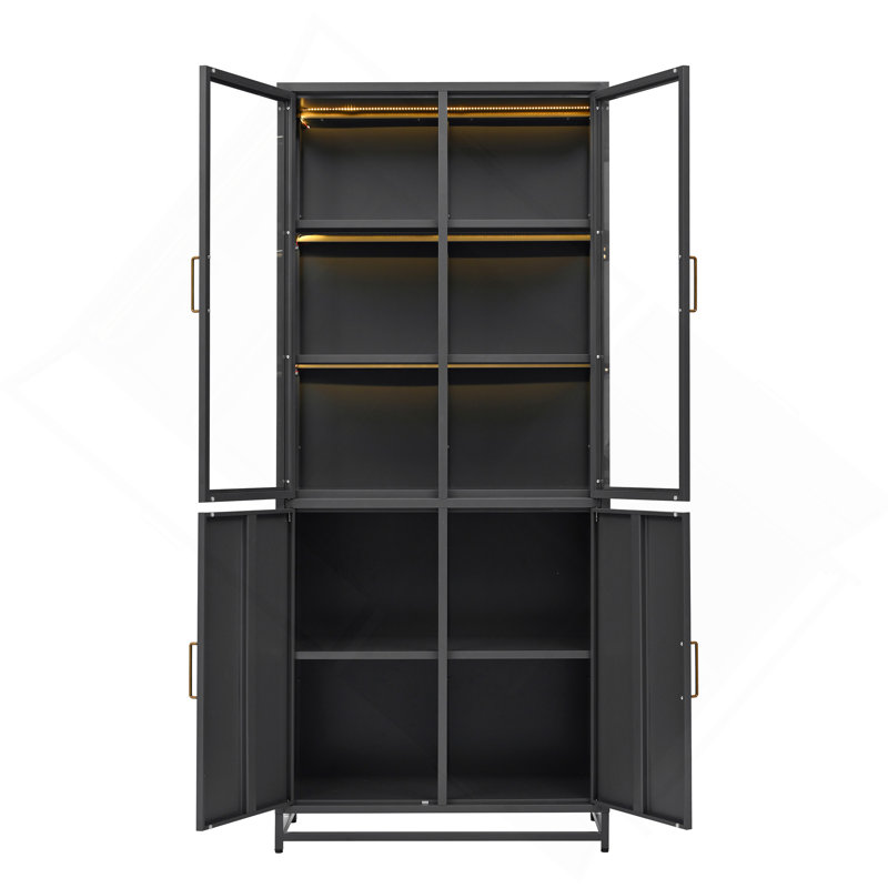 Vitrine polyvalente avec des fonctionnalités avancées pour la maison et le bureau, Noir