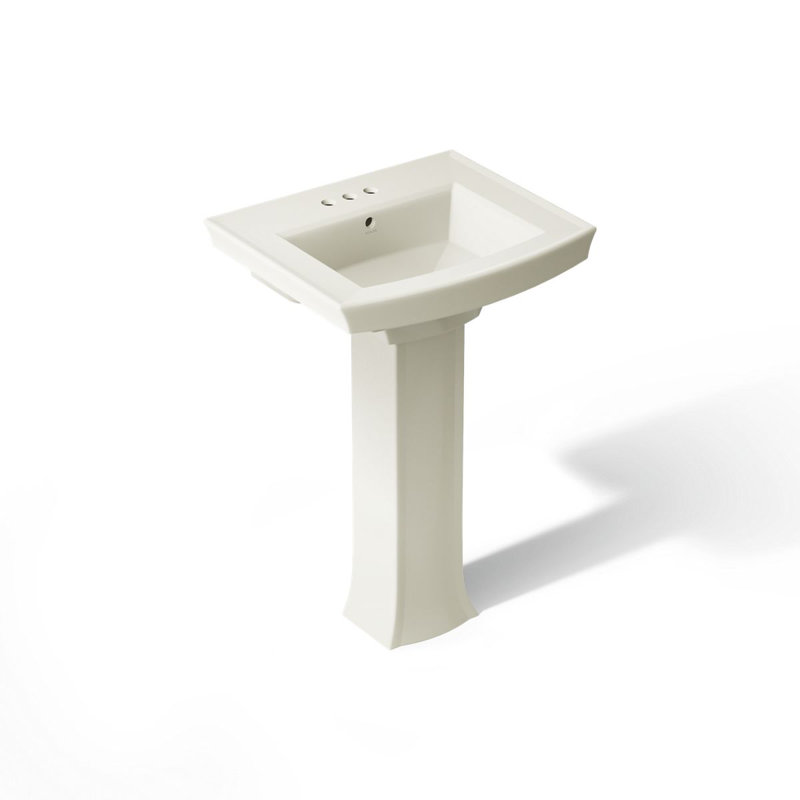 Lavabo de salle de bain rectangulaire à piédestal Archer® 24 "avec trous de robinet espacés, Biscuit, Centres de 4 po