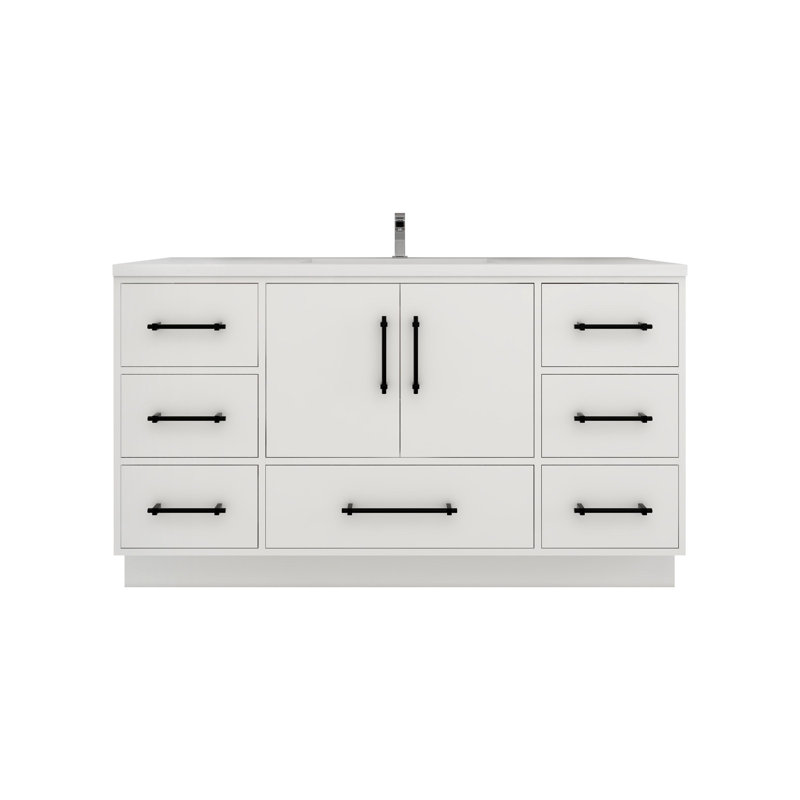 Victoria 59'' Single Bathroom Vanity with Acrylic Top, Gloss White