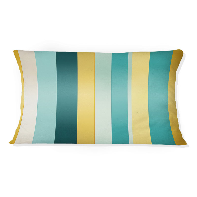 Vert et jaune à rayures - Harmony - Récif corallien abstrait multicolore azur - Coussin décoratif