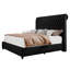 Grand lit-bateau tapissier Jamileth avec tête de lit capitonnée et garniture cloutée, noir-1098163218-1098163231