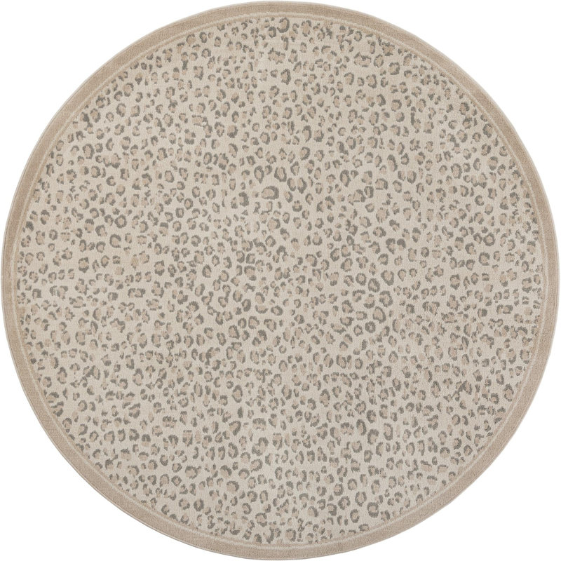 Pardus Teonni Rug, Ivory, Round 7'10"
