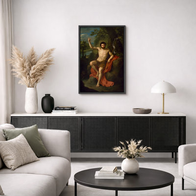 Saint John the Baptist Artwork, Classical Religious Portrait Pictures, Framed Canvas Giclee Print Wall Art