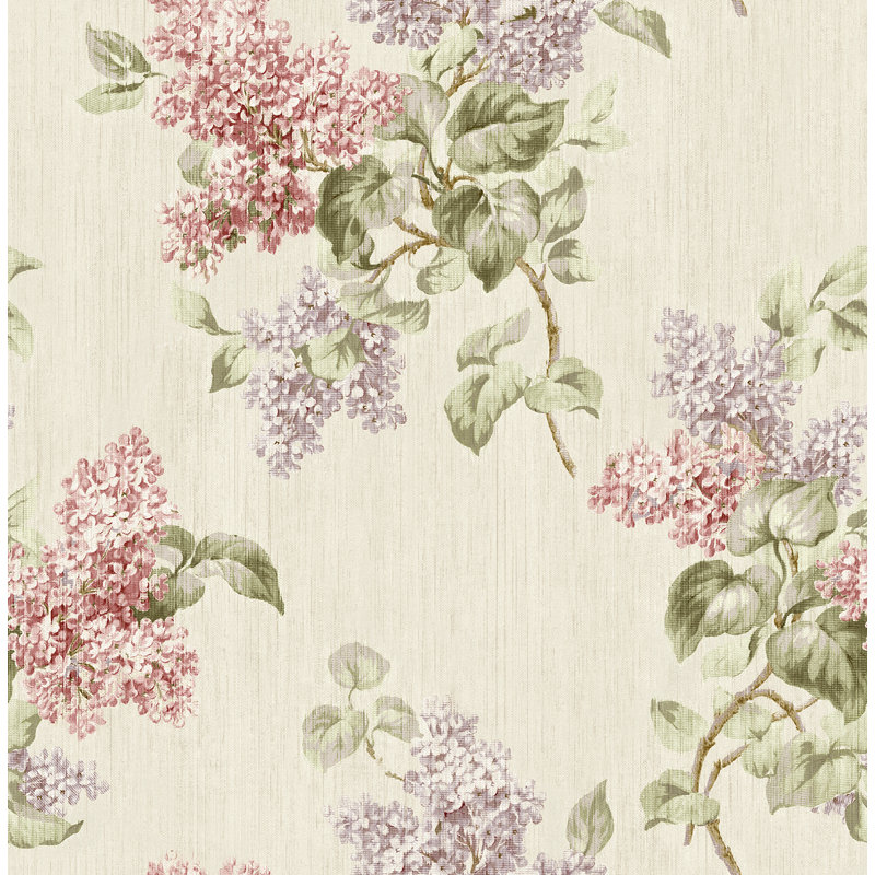 Papier peint à motif floral en lin Seabrook Designs, Avoine métallique / baie