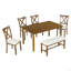 Ensemble de 6 tables de salle à manger en bois, 4 chaises en tissu et banc-1294542969-1294542975