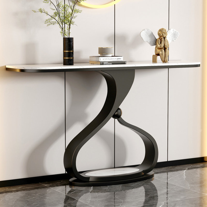 Console Table, 31.5" H x 47.2" W x 11.8" D, White, Black