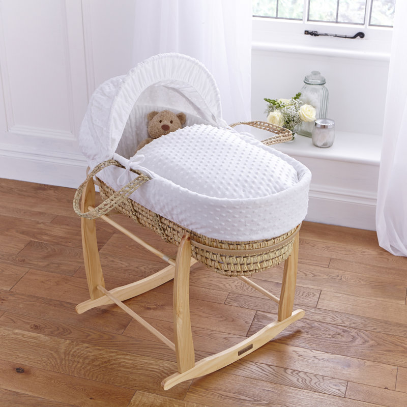 Dimple Palm Moses Basket, White