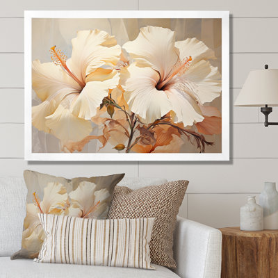 Hibiscus beige II, reproduction d'art sur toile