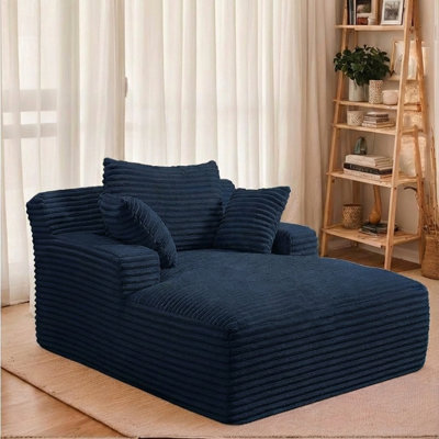 66 Inch Chaise Lounge Chair Indoor, Oversized Corduroy Sleeper Chair with Throw Pillows, Upholstered Reading Chairs Boneless Deep Seat Sleeper Couch for Living Room, Bedroom, Movie Room