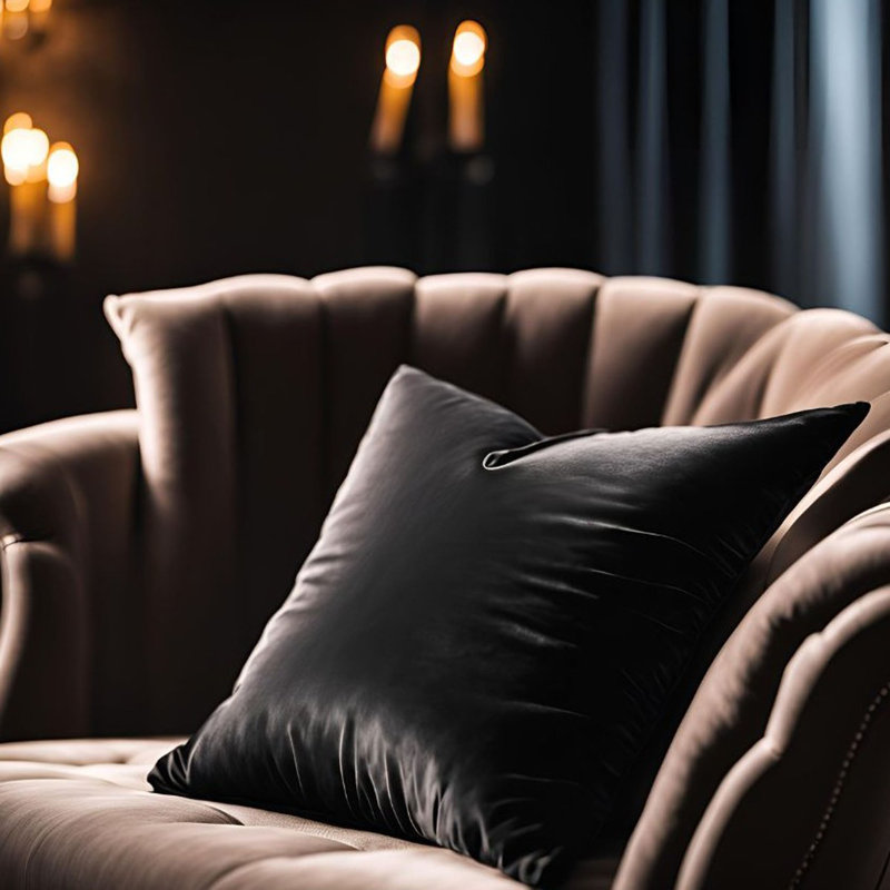 Coussin Plutus, H 16 po x l 16 po, Carrée, Noir, noir, noir, noir