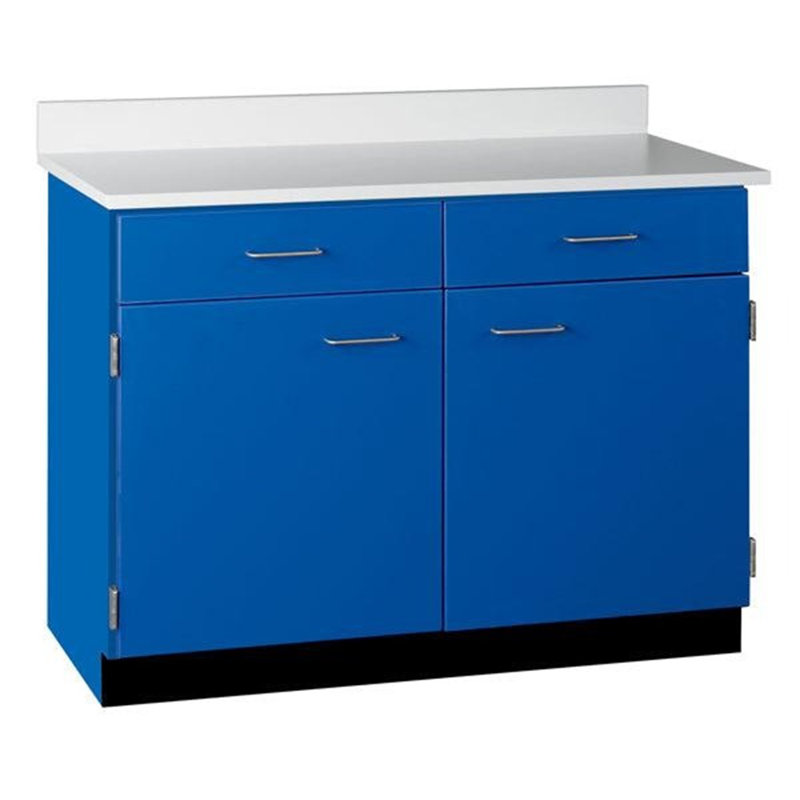 48" Wide Base Cabinets With Two Drawers, Two Doors, Half-Width Shelves, Locks & Countertop, Tsunami / orme noir