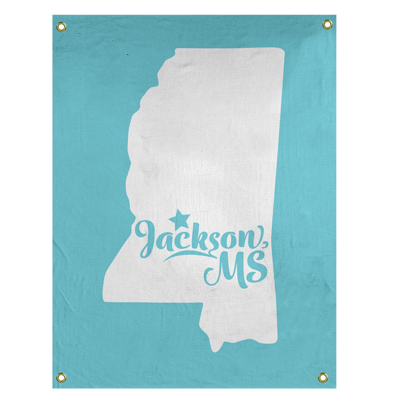 Tapisserie murale mississippi jackson, H 36 po x l 26 po, Bleu sarcelle