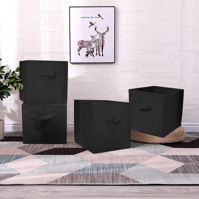 Fabric Storage Boxes Foldable Clothing Storage, Black