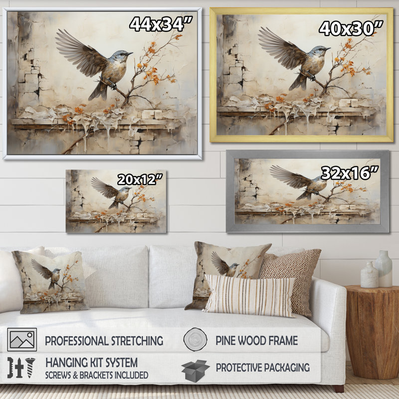 Décoration murale oiseaux vol dans le temps - Animaux, H 16 po x l 32 po x P 1 po, Cadre photo noir