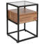 Glass Coffee Table with Drawer and Shelf in Wood Grain Finish