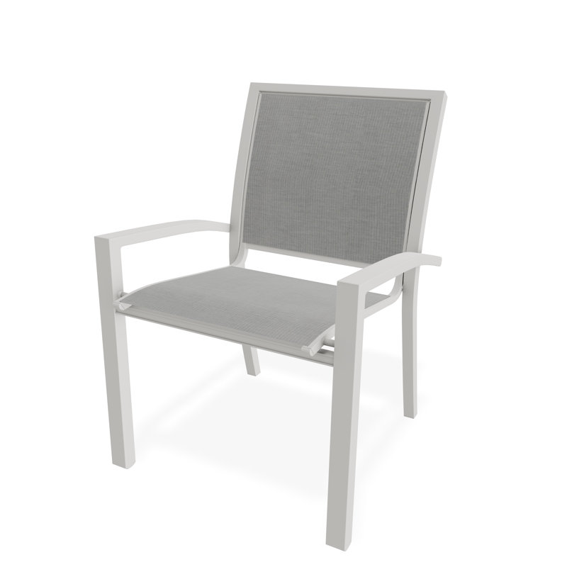 Kendall Outdoor Dining Chair, Snow, Alloy Sunbrella®