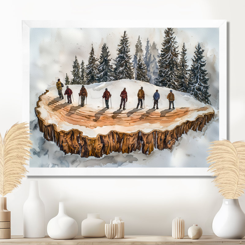 Randonnée pédestre dans un paysage d'hiver II - Randonnée d'art mural, H 12 po x l 20 po, Blanc