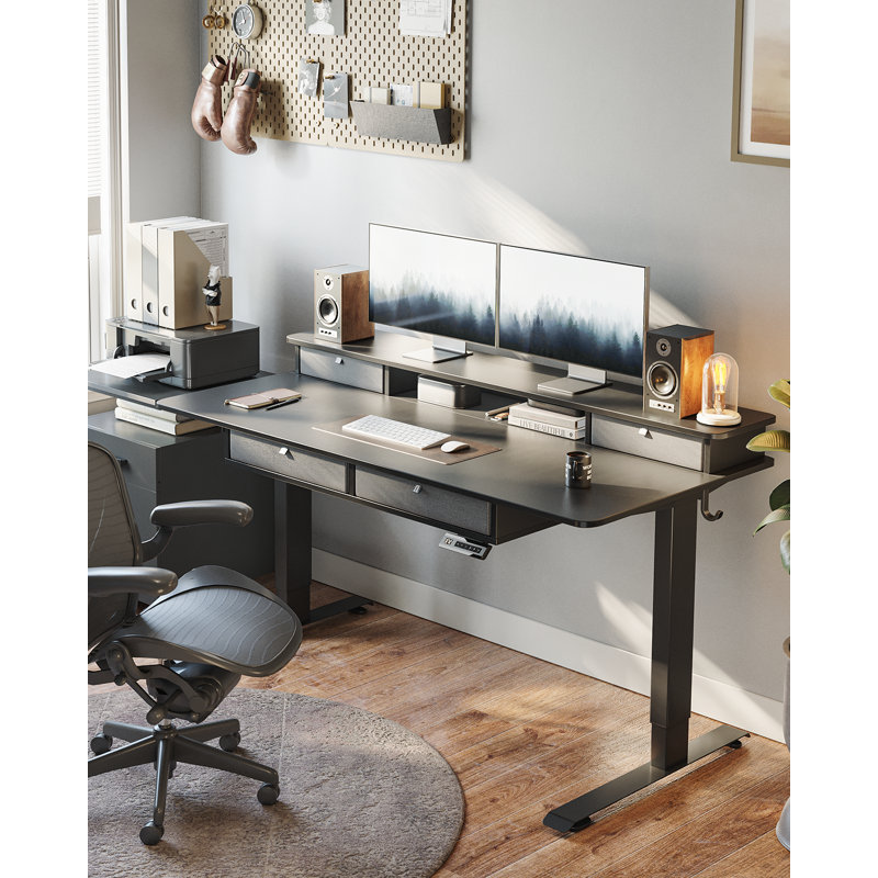 Bureau debout à hauteur ajustable Euri, Noir, H 50 po x l 55 po x P 30 po