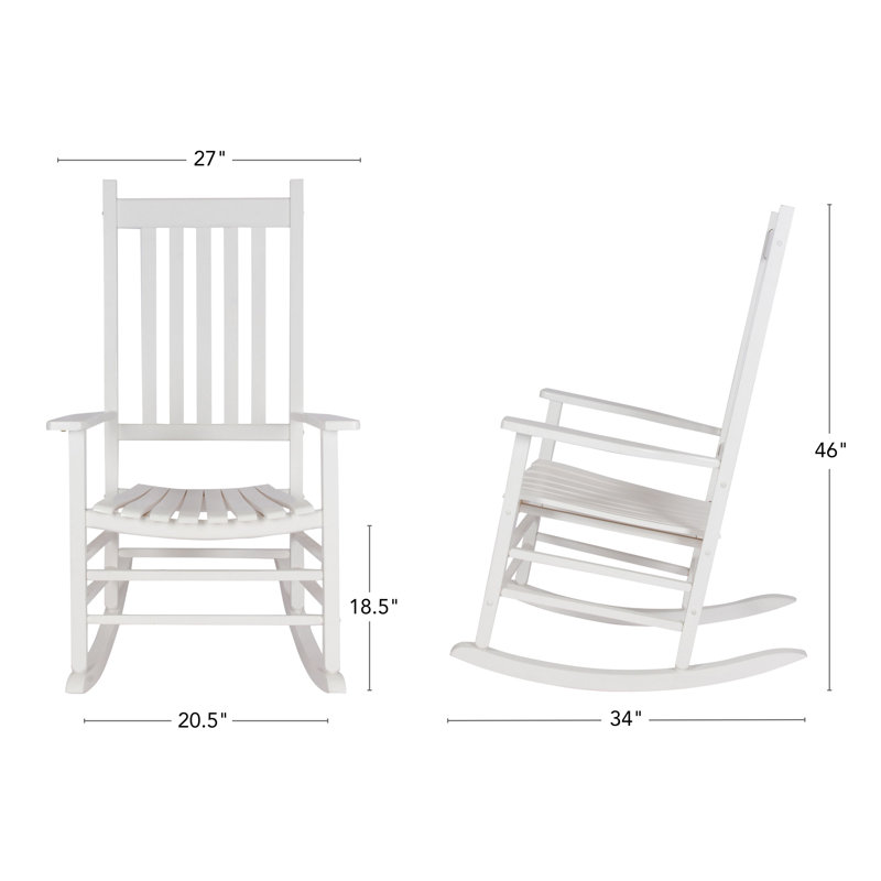 Ashbury Outdoor Solid Wood Porch Rocking Chair With Side Table And Cushion Set, Black