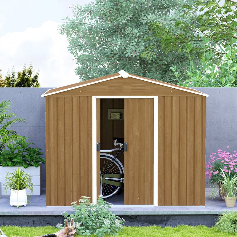 Garden 8 ft. W x 6 ft. D Galvanised Steel Storage Shed