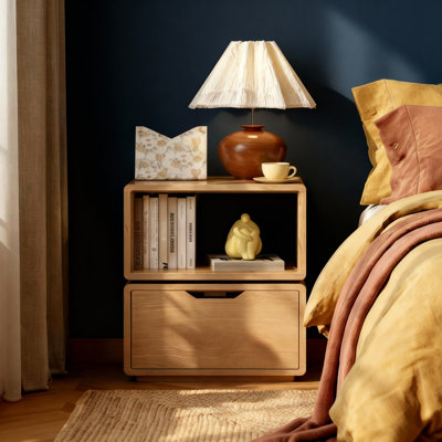 18"H Solid Oak Rotatable Side Table by Winston Porter