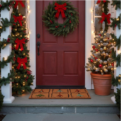Tapis d'entrée antidérapant Harte Christmas Trees 29 po x 17 po