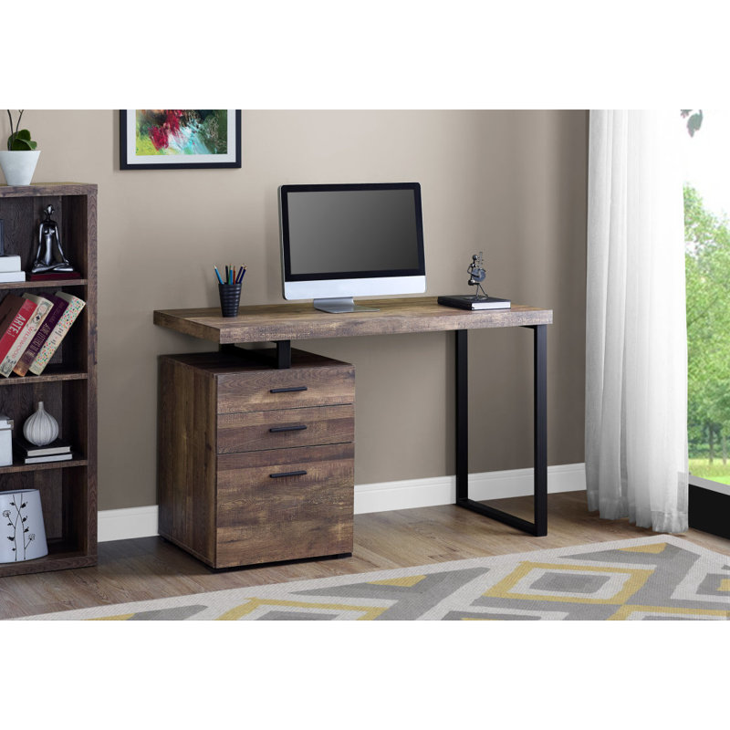 Bureau d'ordinateur Bureau à domicile, ordinateur portable, installation à gauche, à droite, tiroirs de rangement, travail, stratifié