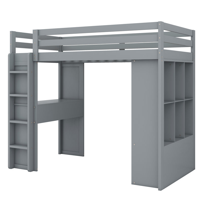 Jaydalin Kids Twin Loft Bed with Drawers, Gray
