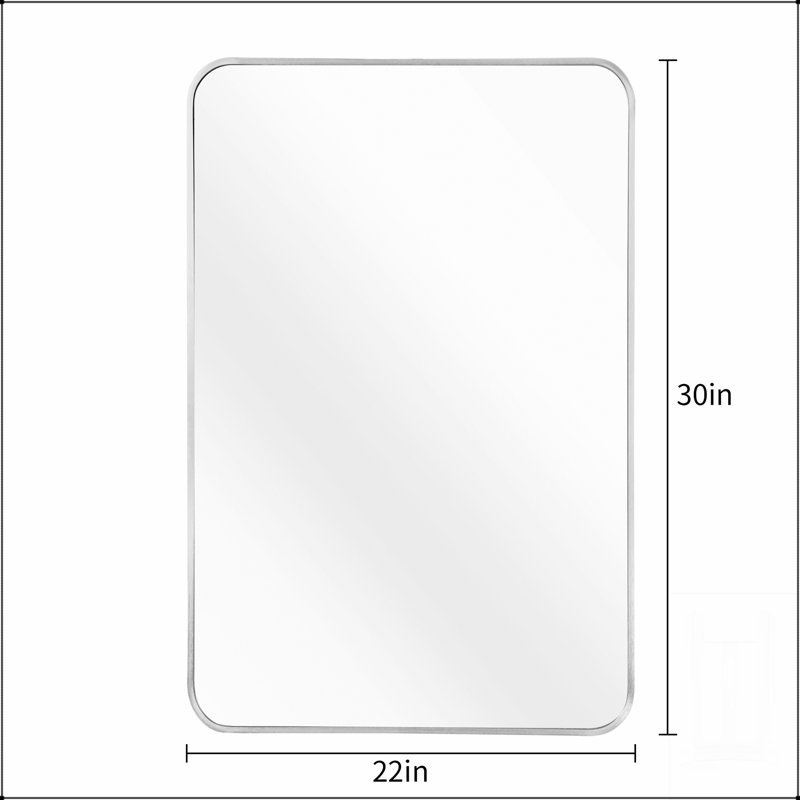 Metal Framed Rectangular Bathroom Mirror For Wall With Shatterproof Film And Clear Reflection, 22" x 30"