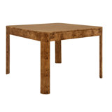 Square Two Drawer Curved Corner Game Table In Dark Burl Wood