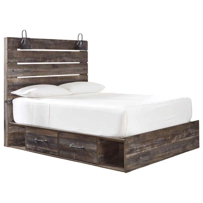 Drystan Slat Headboard Design Bed with Drawers, Queen