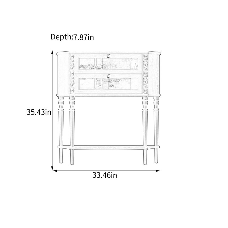 Armoire de rangement à deux tiroirs en bois de pin
