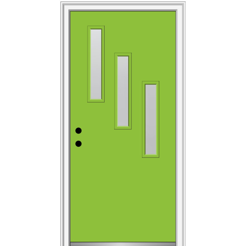 Porte d'entrée avant en fibre de verre Spotlight Spotlight, H 80 po x l 30 po x P 1,75 po, Ouverture à droite, Blanc brillant